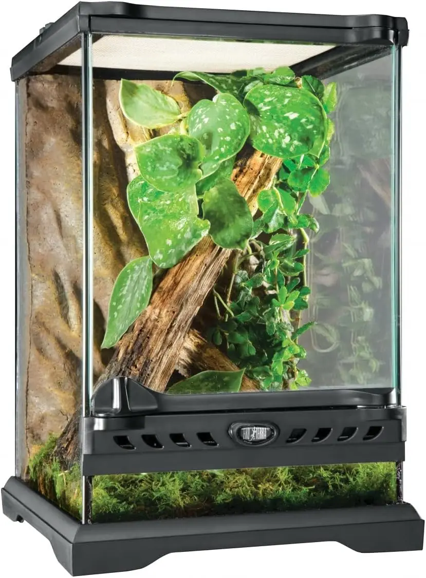 

8x8x12 Inch Glass Terrarium Kit for Reptiles, Amphibians - Front Opening, Screen Top