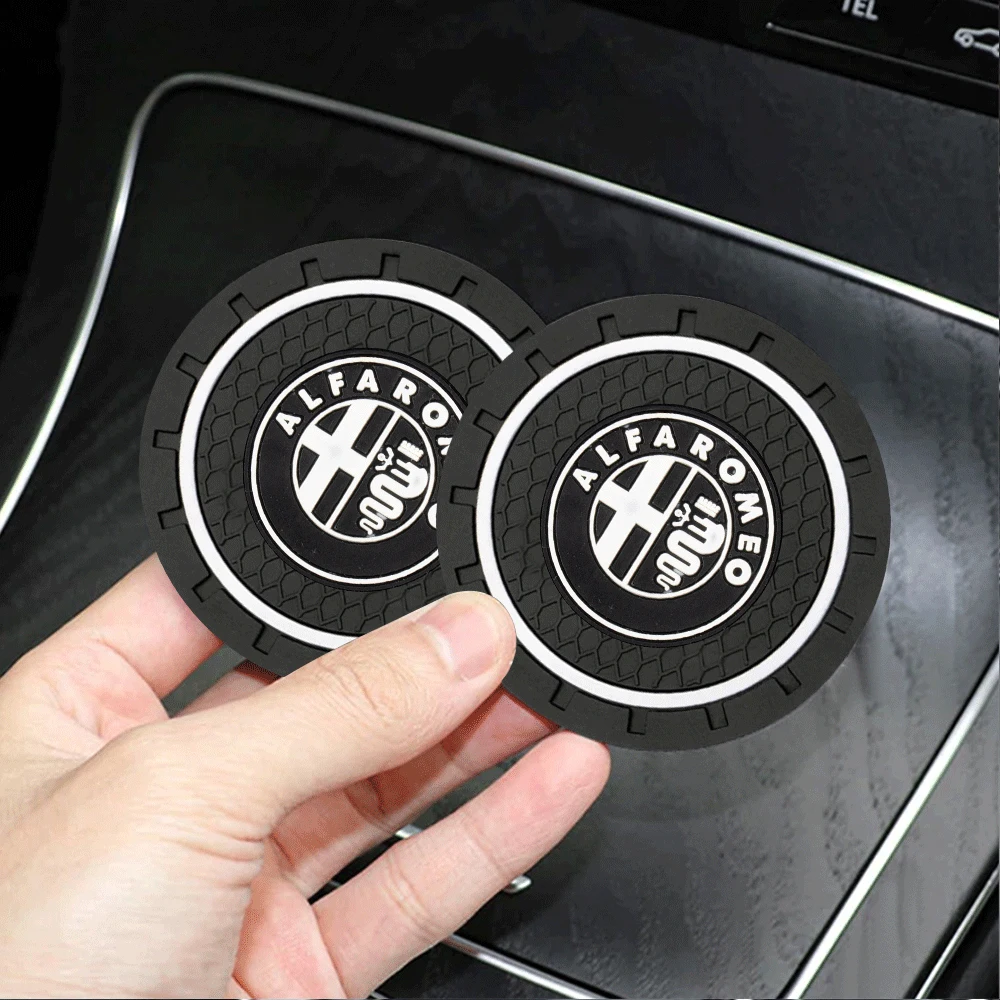 1PC/2PCS Car Silica Gel Water Cup Bottle Holder Anti-slip Pad Mat For Alfa Romeo Giulia Stelvio MiTo Giulietta Tonale ALFA 4C