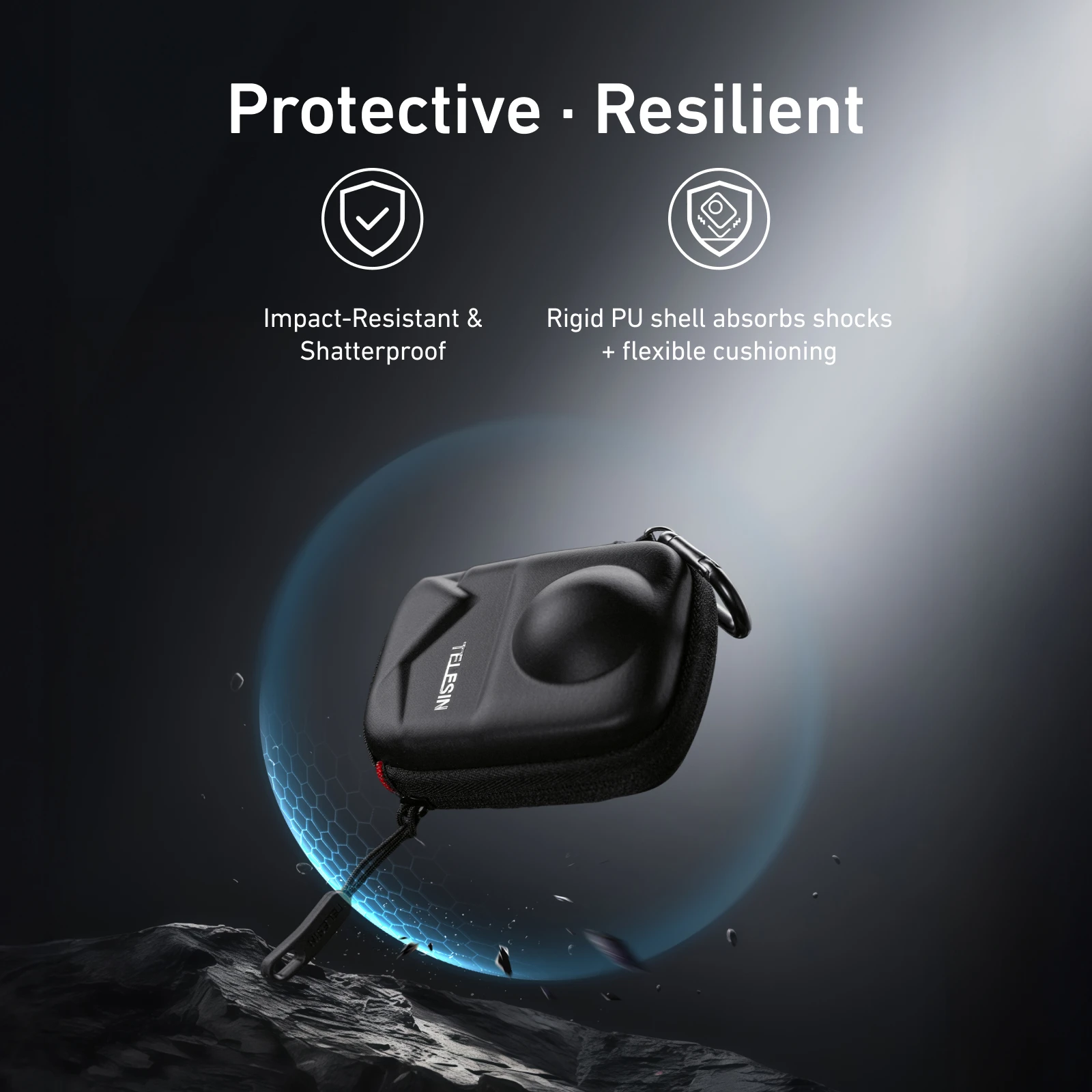 TELESIN حقيبة حماية صغيرة نحى نصف مفتوحة الإفراج السريع حمل حقيبة التخزين ل DJI OSMO 360 كاميرا الملحقات