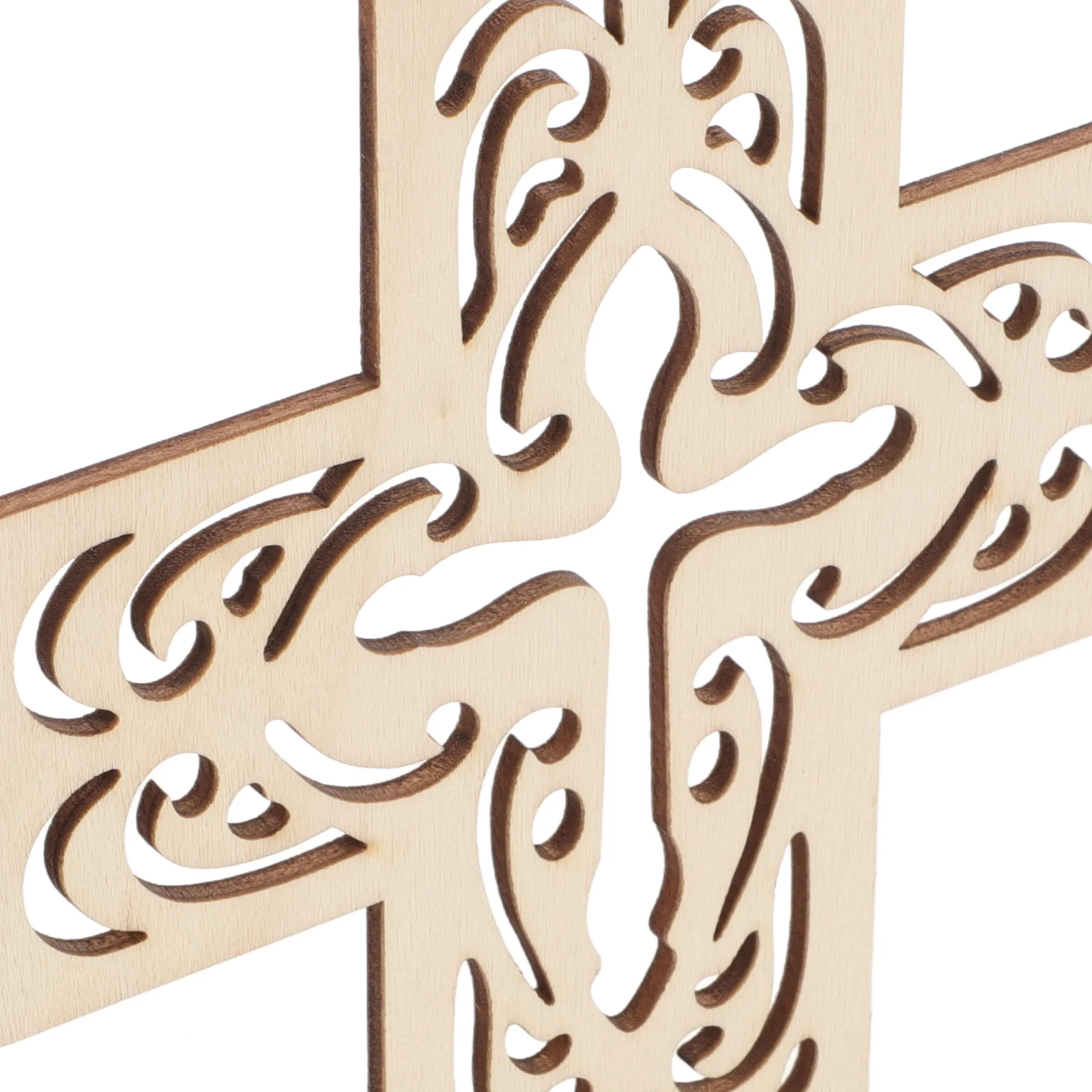 

10pcs Wooden Ornament Craft Decor Shaped Adornment Diy Wood Craft Religious Cross Desktop Decoration Unfinished Wood Crosses For