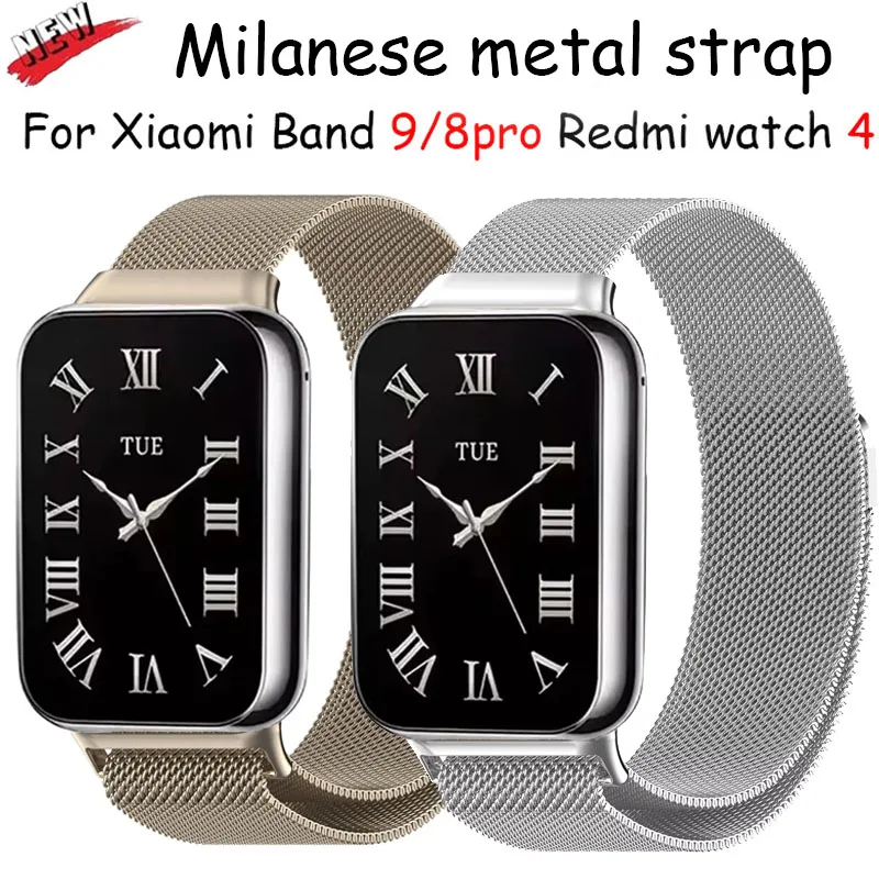 Milanese metal loop strap for Xiaomi Mi Band 9 Pro/Mi Band 8 Pro Magnetic Bracelet Watchband for Redmi Watch 4 Accessories band