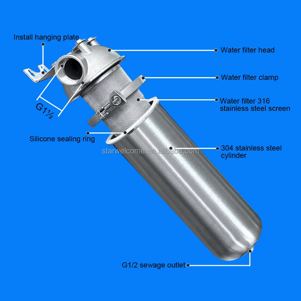 STARWELL SWQZ133-20000L Stainless Steel Manual Water Purifier Portable Lightweight Outdoor & Household Use Pre-Filter Design