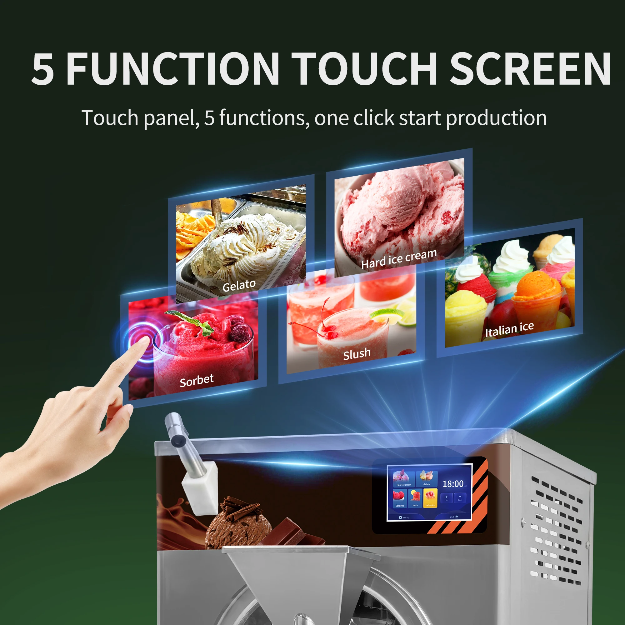 

TULX Roll Ice Cream Machine 48L/H Automatic Batch Freezer Hard Ice Creme Making Makers Price Commercial Ice Cream Machine
