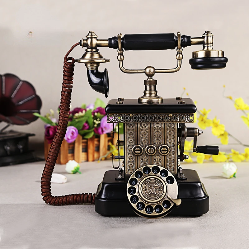 For1923 Rotating Dial Republic of China Antique Telephone European Court Decoration Household Old Landline