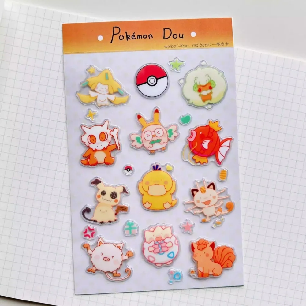 

Трехмерные водонепроницаемые желейные наклейки Pokemon Cubone Eeveelution для творчества: для блокнотов, стаканов, чехлов для телефонов, подарок на день рождения другу