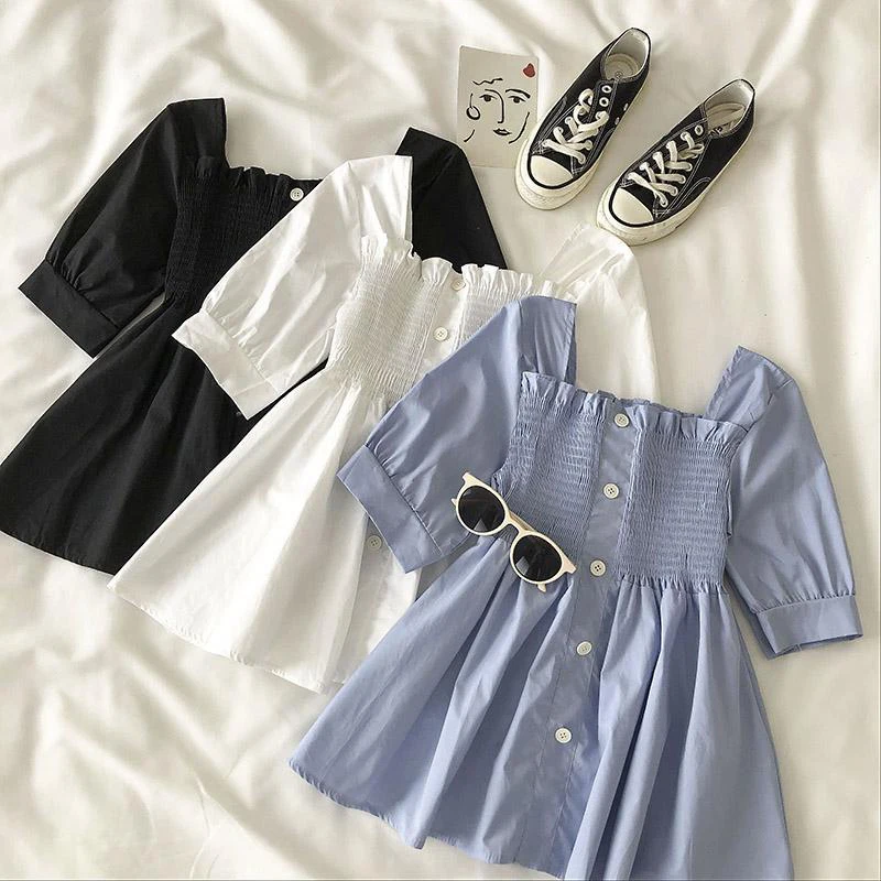 

plus Size Doll irt Women's 300 Pou Waist Cinching Slimming Retro Square Collar ort Sve Top Trendy 260 Student