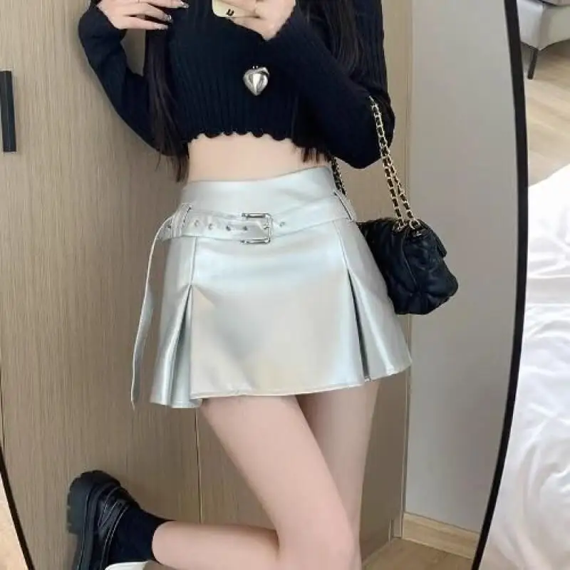 American Style French Style Short Skirt Silver Skirt Spring and Summer Students Can Wear Fashion Trend When Shopping Outdoors