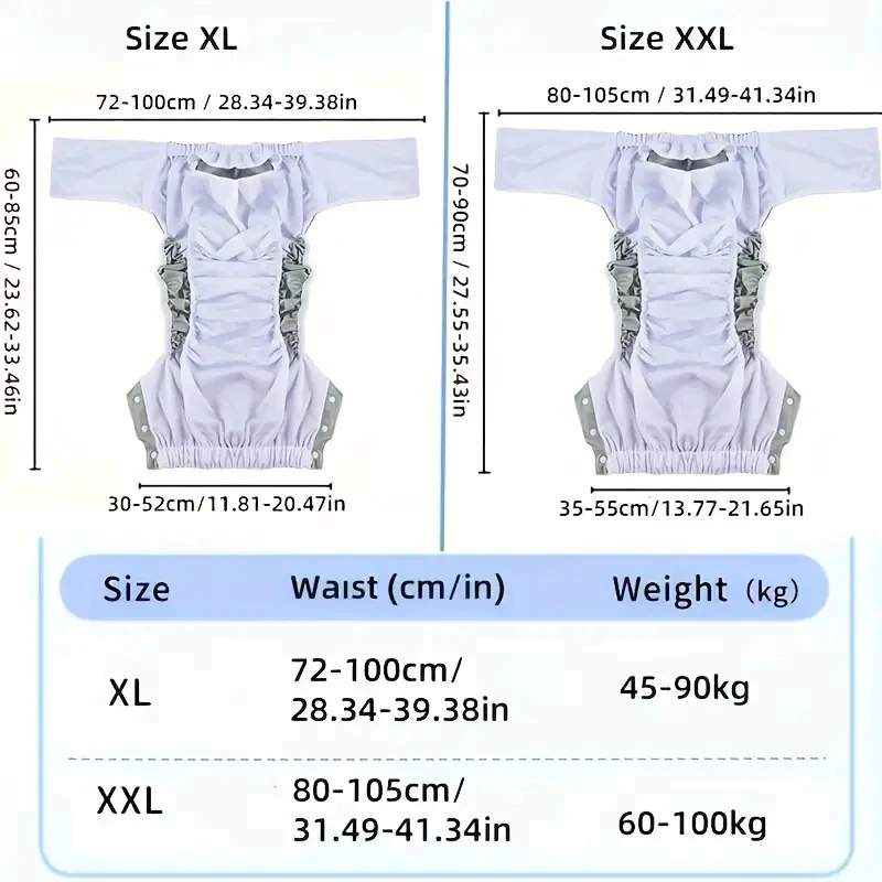 2pcs Adult Pull-up Diapers Cool Lining Washable Incontinence Cloth Diaper Elderly Leakproof Breathable Soft Cotton Cloth Diaper