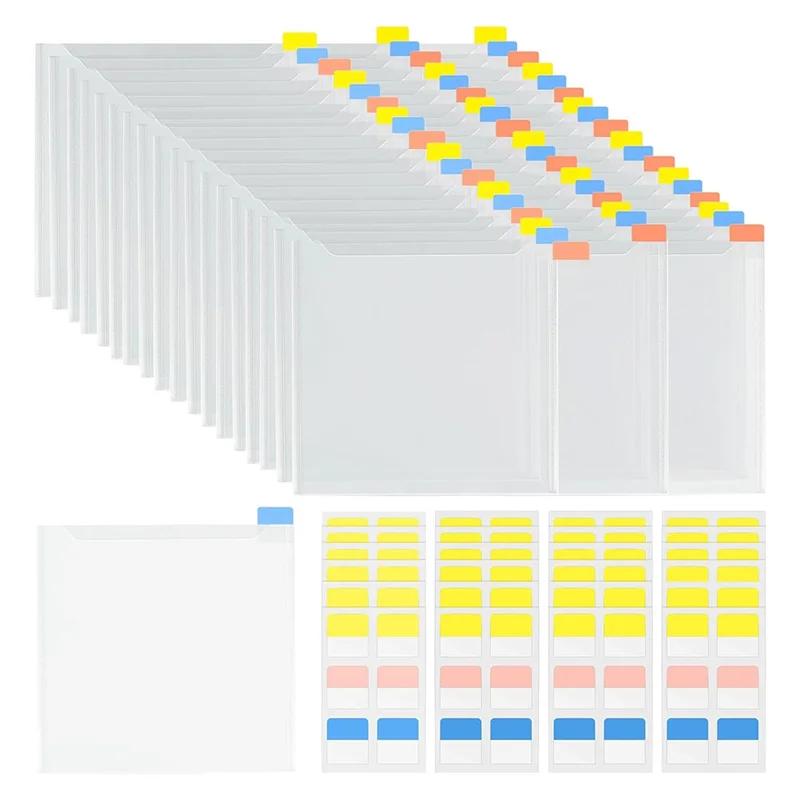A34M-60Piece 6X6인치 종이 보관함, 스크랩북 종이, 카드지 정리용 120개의 끈끈한 색인 탭이 있는 투명 플라스틱 슬리브