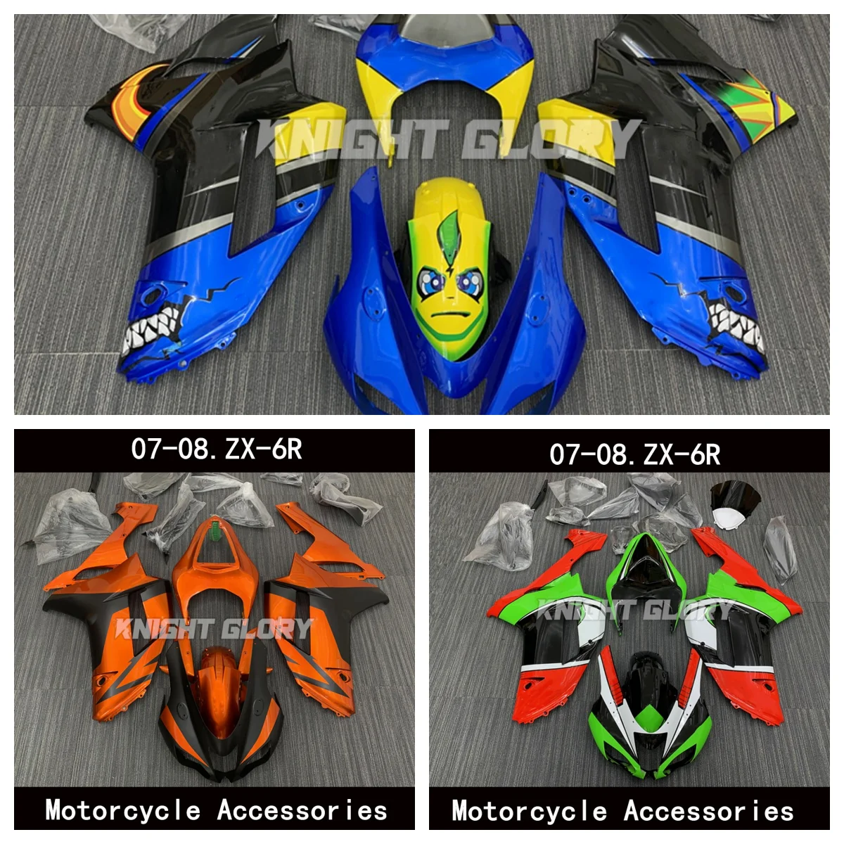 

Applicable to the ZX6R 636 models of 2007-2008. This plastic motorcycle cover ABS injection molding