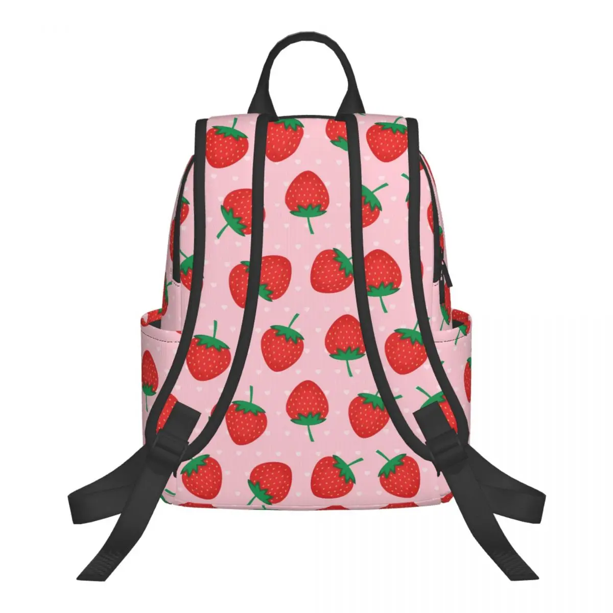 Pink Summer Strawberries Print Student Backpack School Bag Hiking Travel Daypack for Men Women Bookbag Shoulder Bags