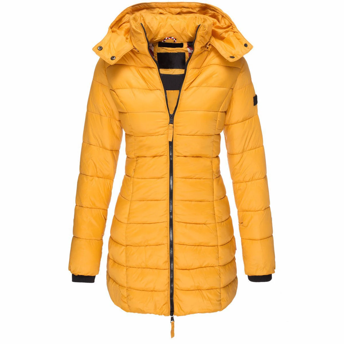 

Winter Jackets for Women Zipper Hooded Cotton Padded Jackets Long Sleeve Warm Coat Slim Parka Female Portable Outwear