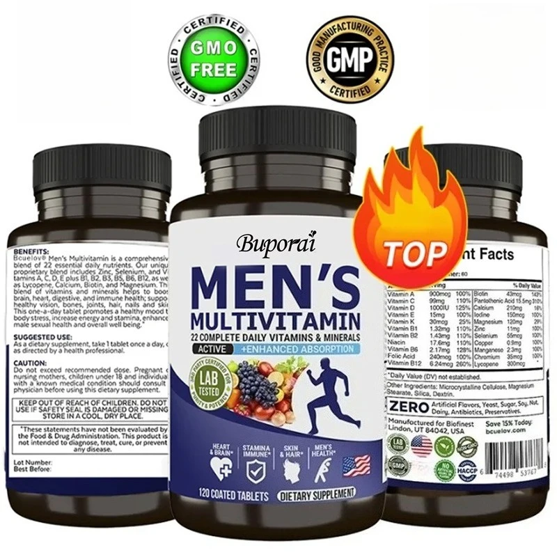 

Мультивитаминная добавка для мужчин — ежедневные мультивитамины и питательные вещества для поддержки здоровья, активного образа жизни, энергии, сердца, мозга здоровья