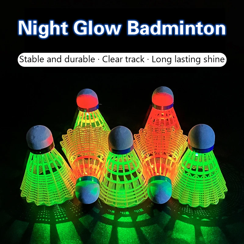 Outdoor Night Glow Badminton Windproof Luminous Nylon Ball LED Glowing Colorful Foamed Plastic Sport Badminton Ball New