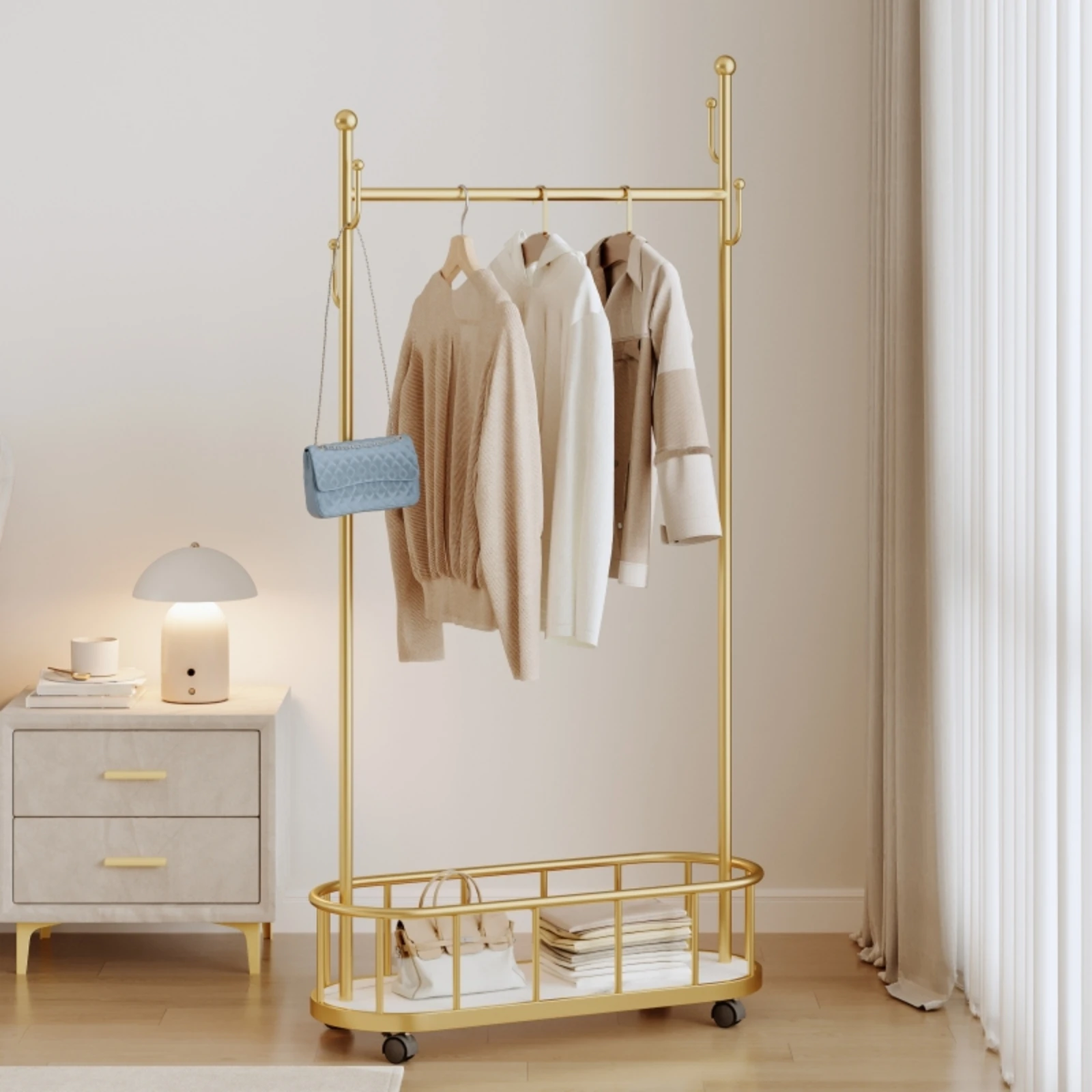 Floor-standing coat rack for bedroom, trendy and simple, suitable for entryway, home use, bedside clothing rack