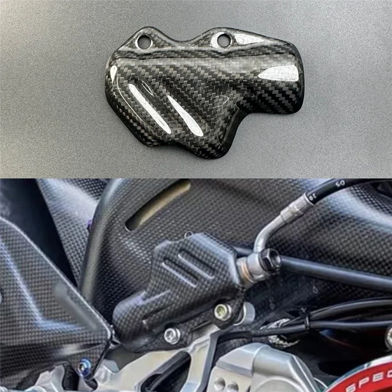 A66P-Motorcycle Carbon Fiber Rear Brake Pump Cover For DUCATI Panigale V4 S R V2 Streetfighter V4/S Protection Cap