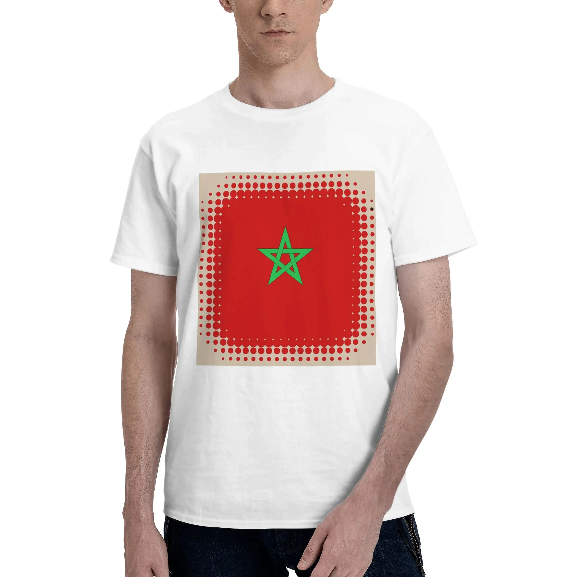 

Футболка из 100% хлопка с флагом Марокко в стиле ретро, мужские забавные футболки, мужские футболки с круглым вырезом и коротким рукавом, S-6XL