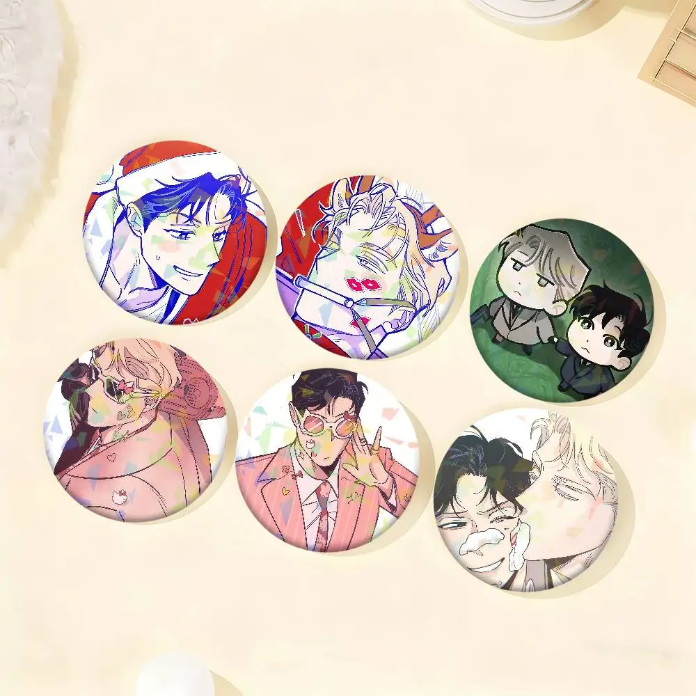 BL Manhwa Roses and C-champagne Enamel Pin Badge Snap-in Cartoon Brooch Lapel Pins Bag Accessories Gifts