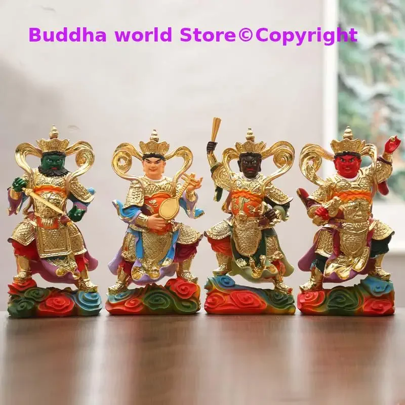 A set 4PCS HOME shrine Altar protection Buddhism SI DA TIAN WANG PU SA Vajra Bodhisattva Gods Buddha statue Large 26cm