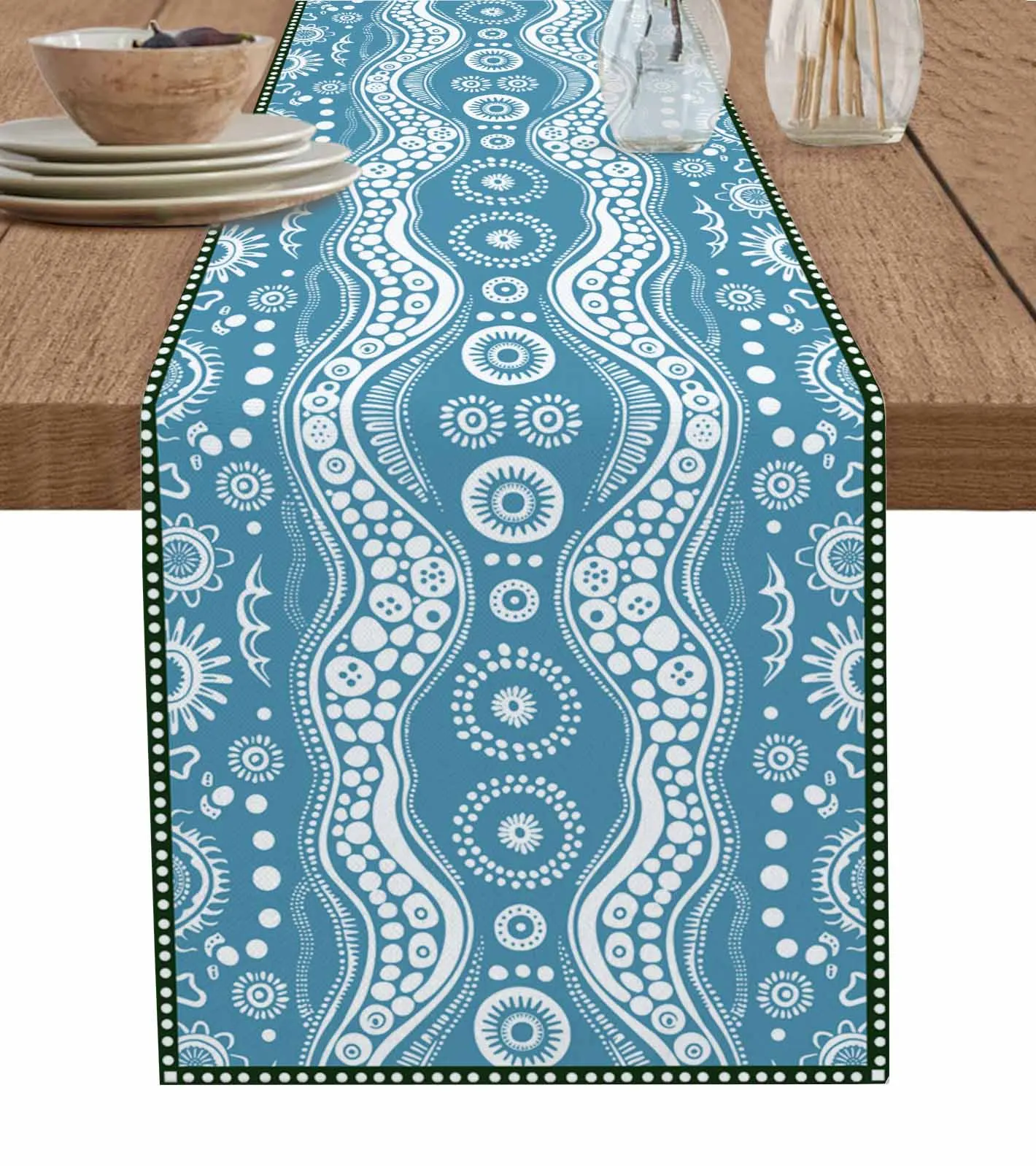 Wave Point Graffiti Abstract Wedding Party Events Dining Room Kitchen Table Decoration Hotel Home Tablecloth