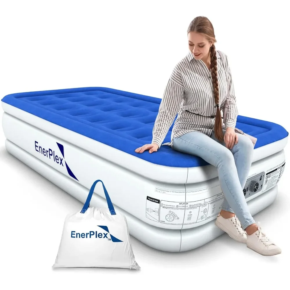 

Air Mattress with Built-in Pump - Double Height Inflatable Mattress for Camping, Home & Portable Travel