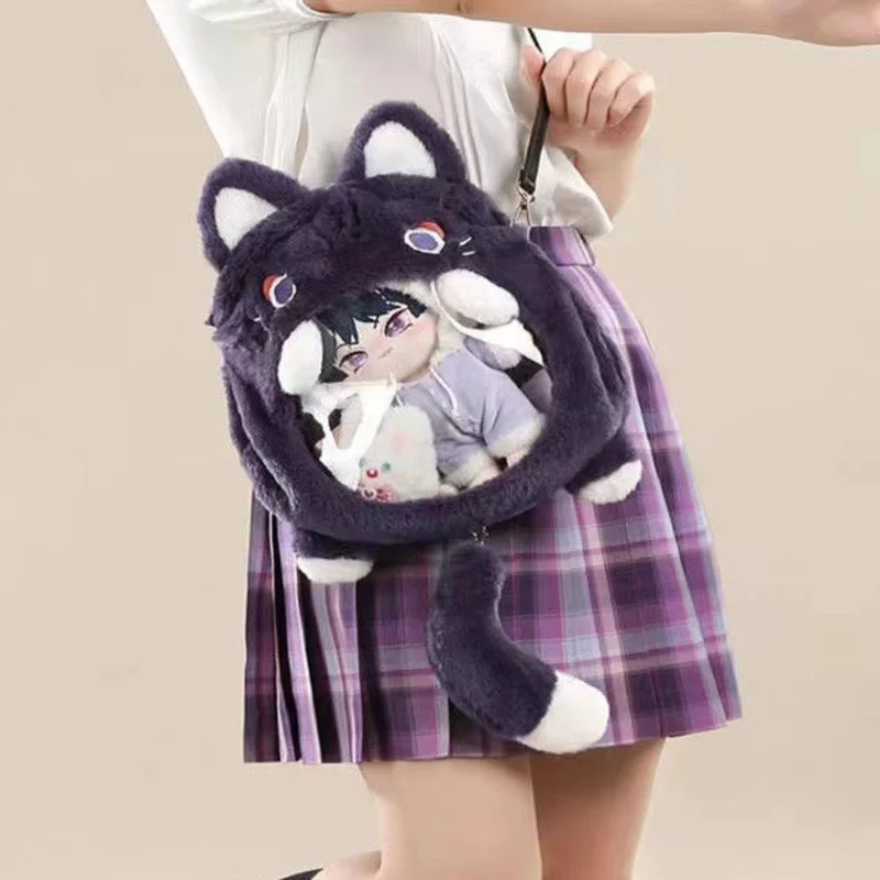 Genshin Impact Plush Crossbody Bag Itabag Xiao Scaramouche Cute Small Bird Kitten Shoulder Backpack Storage Zipper Messenger Bag