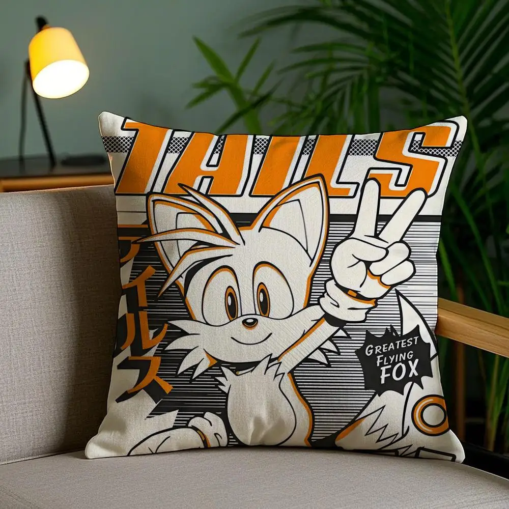 Cartoon S-SonicS Kissenbezug, Plüschstoff, weich, doppelseitig bedruckt, für Sofa, Schlafzimmer, Heimdekoration, feines Geschenk, Kissenhülle – Detail 17