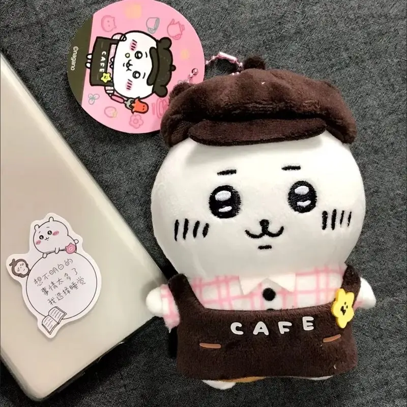 Nieuwe schattige Chiikawa karakter koffie serie pluche hanger Hachiware Usagi Kawaii pluche sleutelhanger tas decoratie kerstcadeaus