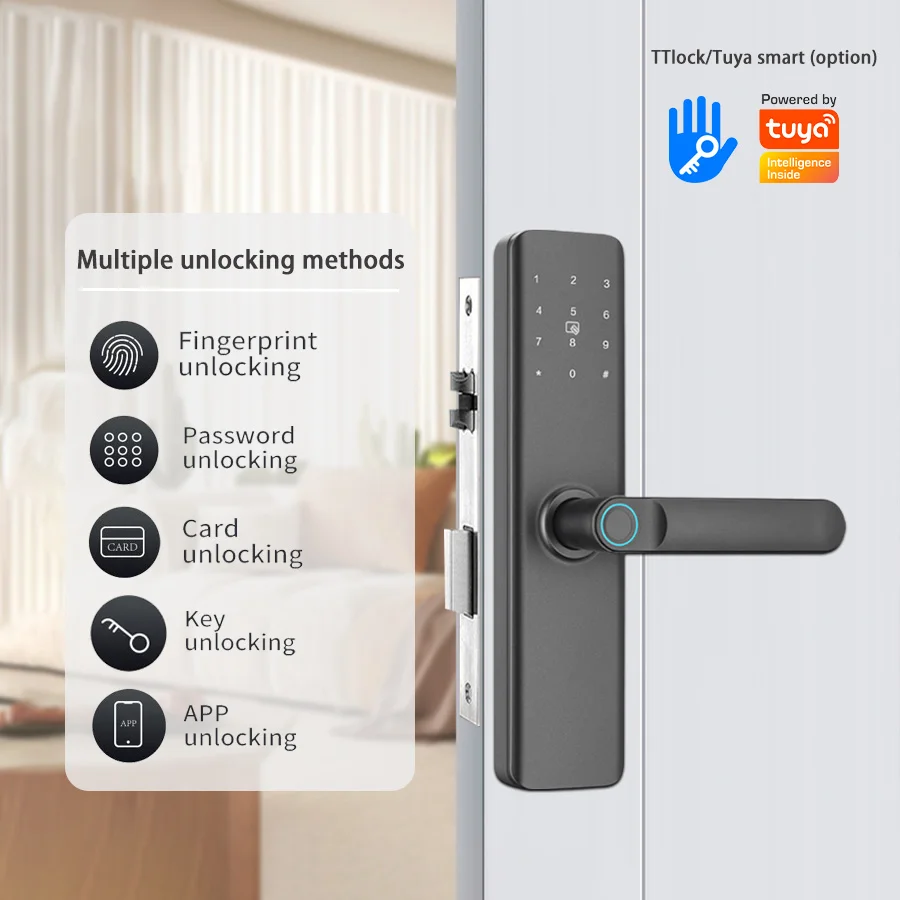 Glomarket Electric Intelligent Door Lock Apartment Home Room Digital Password Keyless Entry App Control Fingerprint Smart Lock - Image 2