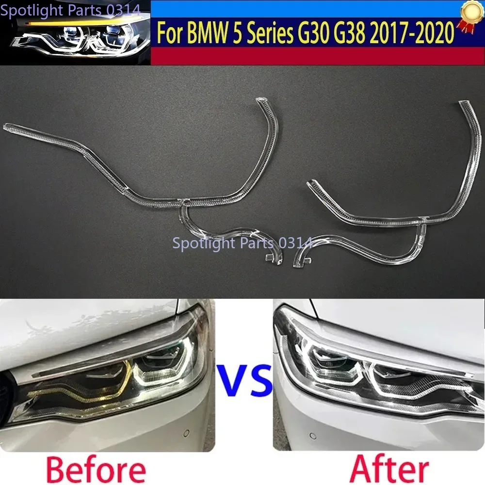

Daytime Running Light Tube Bar Angel Eye Fit NEW For BMW 5 Series G30 G38 LCI 2017-2020 Car DRL Headlight Light Guide Strip