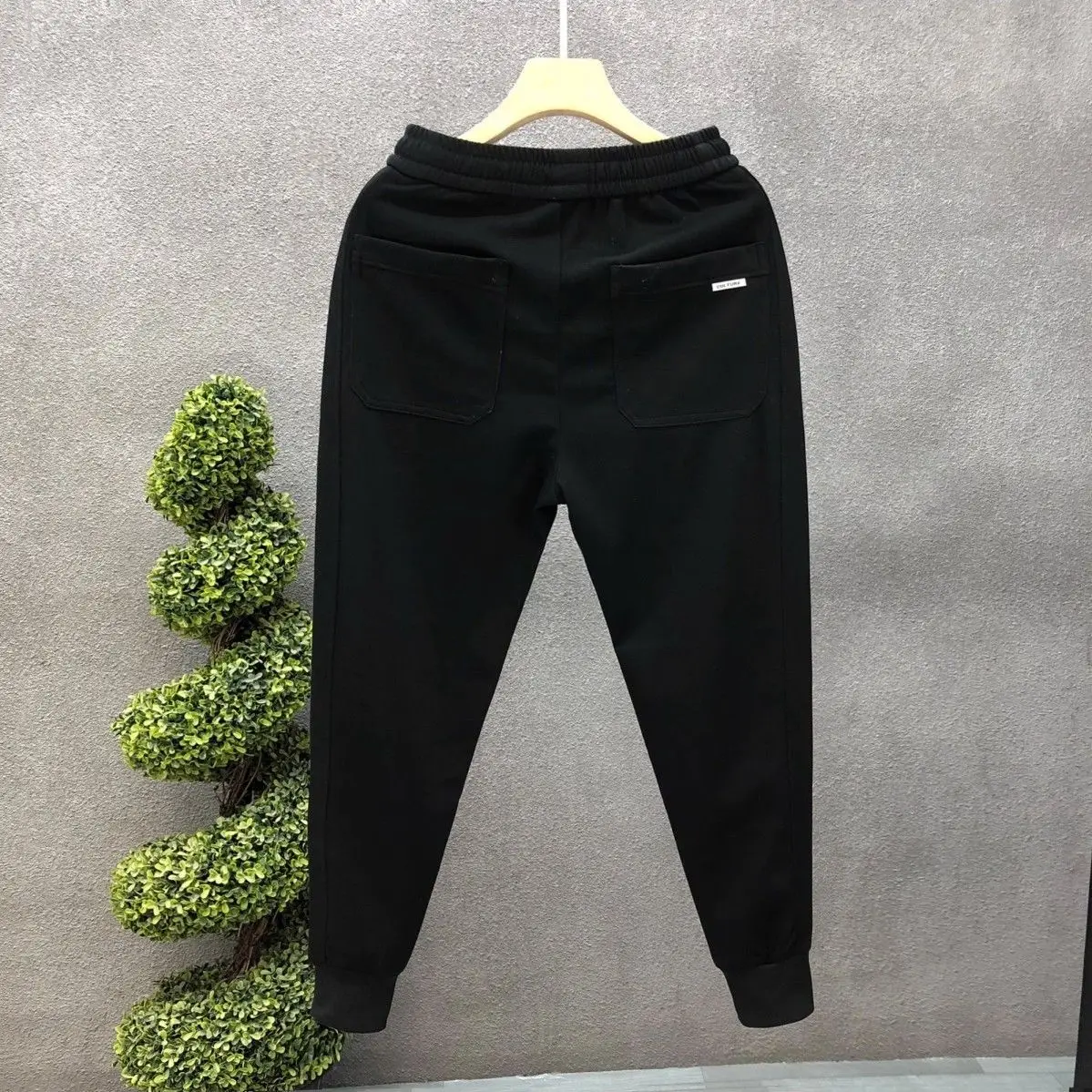 الكورية المناخ مجموعة السراويل 2025 الخريف الشتاء جديد الصوف سميكة سراويل تقليدية رمادي بنطلون الرجال العصرية مشد Sweatpants #1