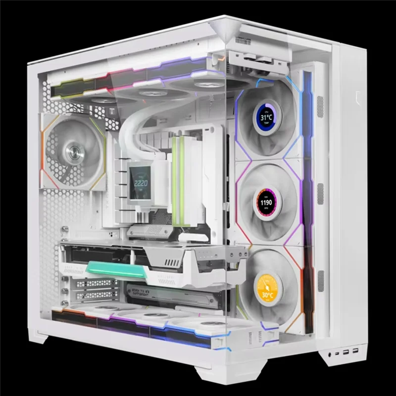 New-Lian Li UNI Fan TL Беспроводной ЖК-вентилятор 120 Вентилятор UNI FAN TL Беспроводной вентилятор с ЖК-дисплеем Корпус компьютера Вентилятор 120 мм (белый)