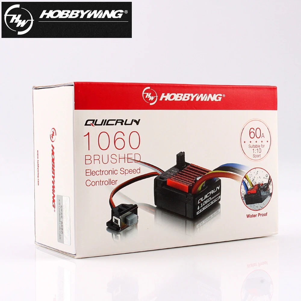 HobbyWing-controlador de velocidad electrónico cepillado QuicRun 1060 ESC 60A ESC para coche teledirigido 1:10, impermeable, para coche teledirigido