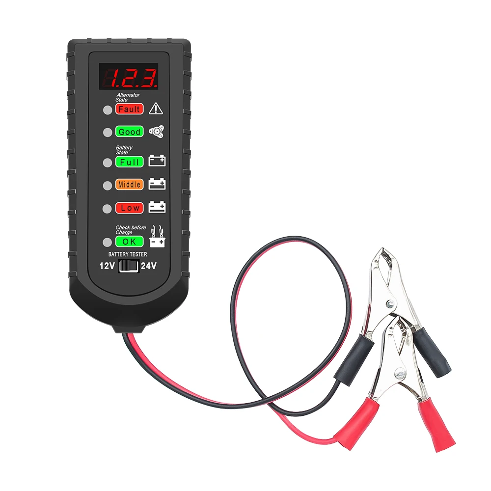 

12V 24V Car Battery Tester Alternator Tester Automotive Battery Checker Analyzer to Check alternator & Battery Charging System