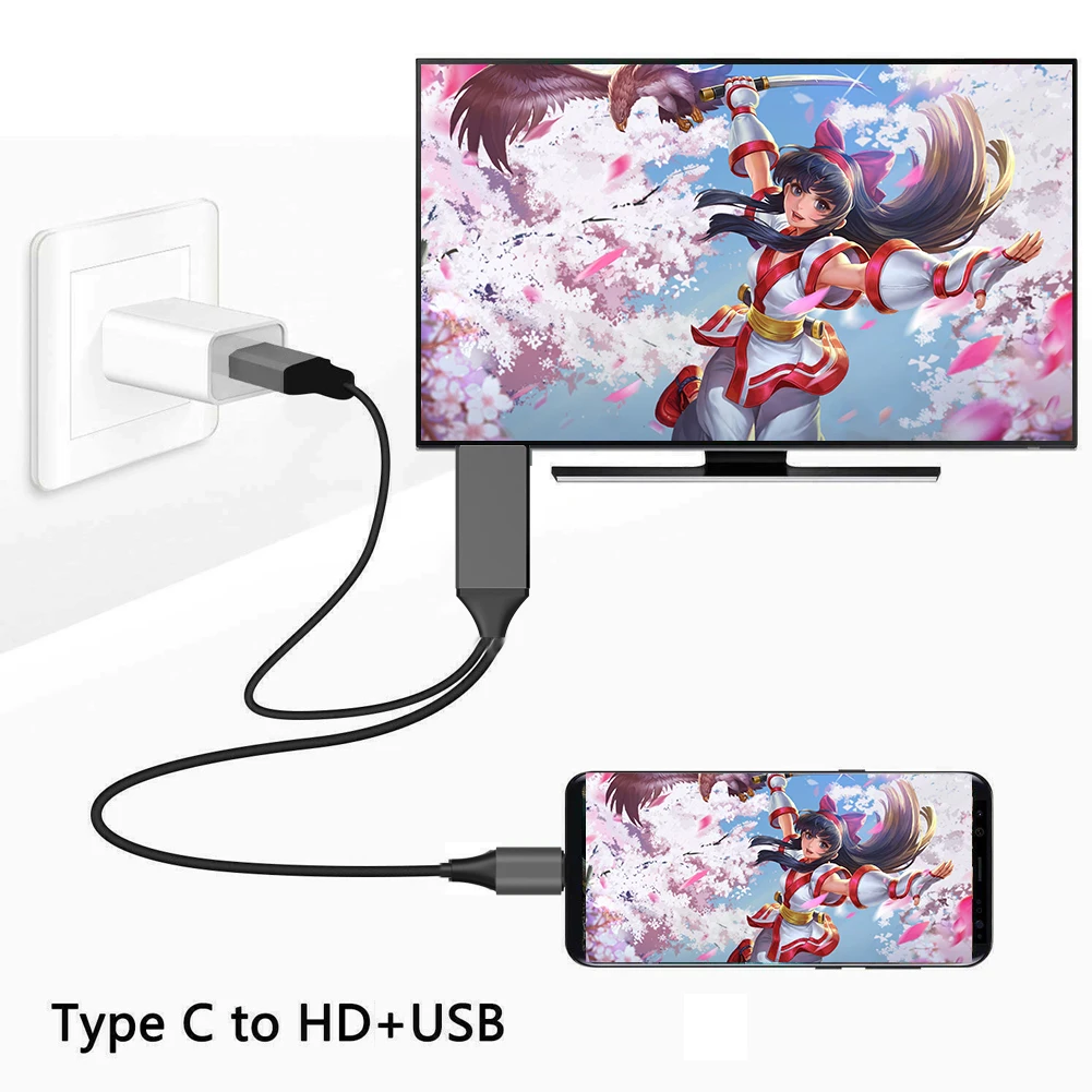 L9 USB Type C to HDMI-Compatible Mirroring Charging Cable 4K for Android Phone