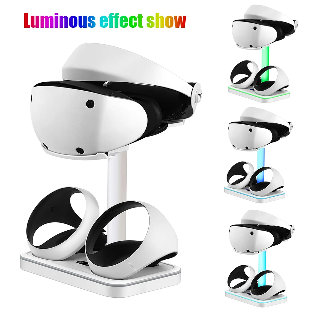 Gamepad Charging Stand Colorful RGB Light Game Controller Charger Station Storage Glasses Headset Accessories for PS VR2 Joypad