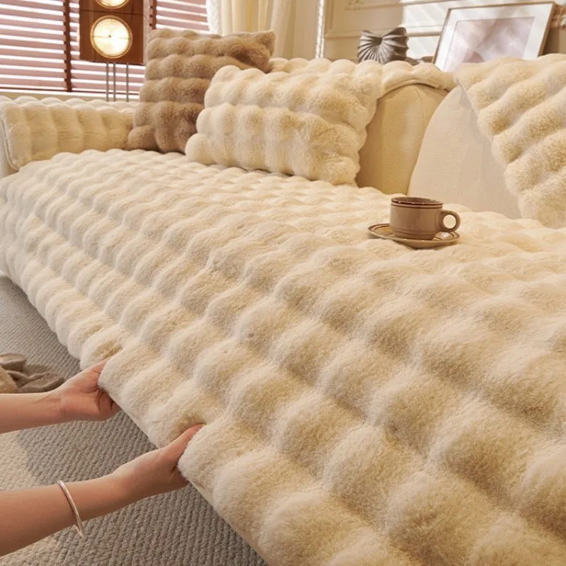Luxury Plush Sofa Cushion Winter Thickened High-grade Non-slip Anti-cat Scratch Living Room Slipcover