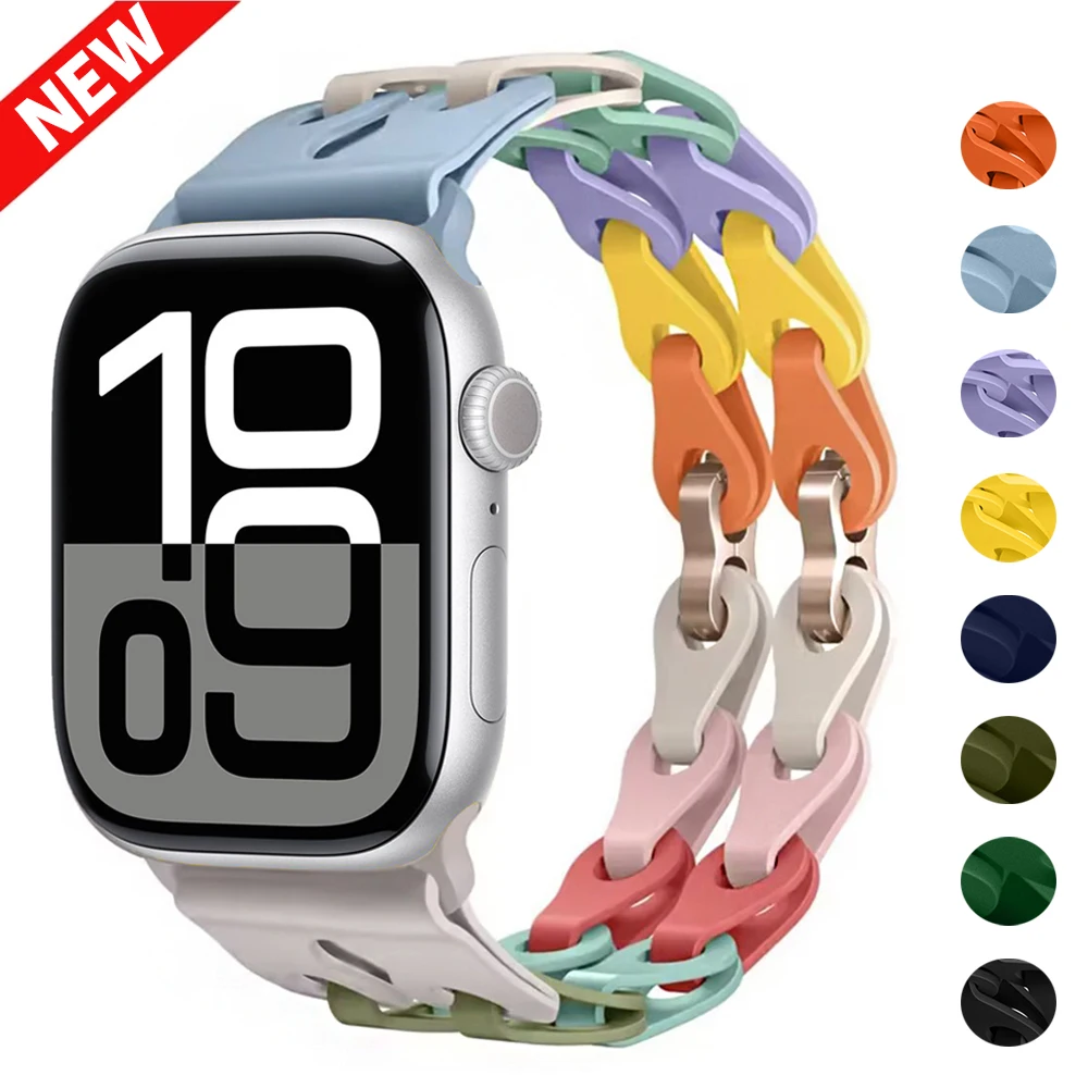 Тонкий силиконовый ремешок для Apple Watch 10 42 46 мм, цветной браслет для Iwatch 10 9 8 7 Ultra49 44/45/38 мм, спортивный браслет для наручных часов