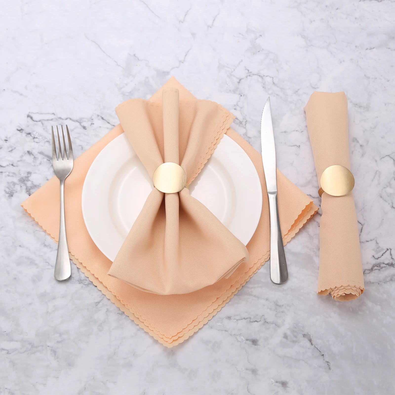 6pcs Napkin Ring Simple Nordic Round Towel HolderMatte Gold  Minimalist Metal Button Modern Table Ornament Wedding Party Decor
