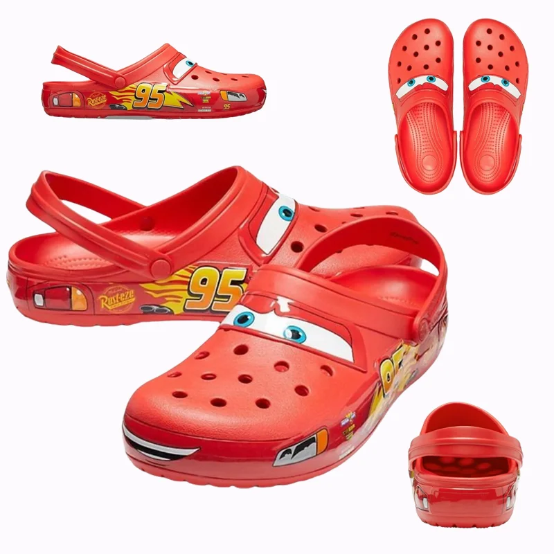 Lightning Mcqueen Pixar Waterproof Casual Slippers Man Sandals Outdoor Beach Shoes Breathable Ankle Wrap Shoes Summer Flip Flops