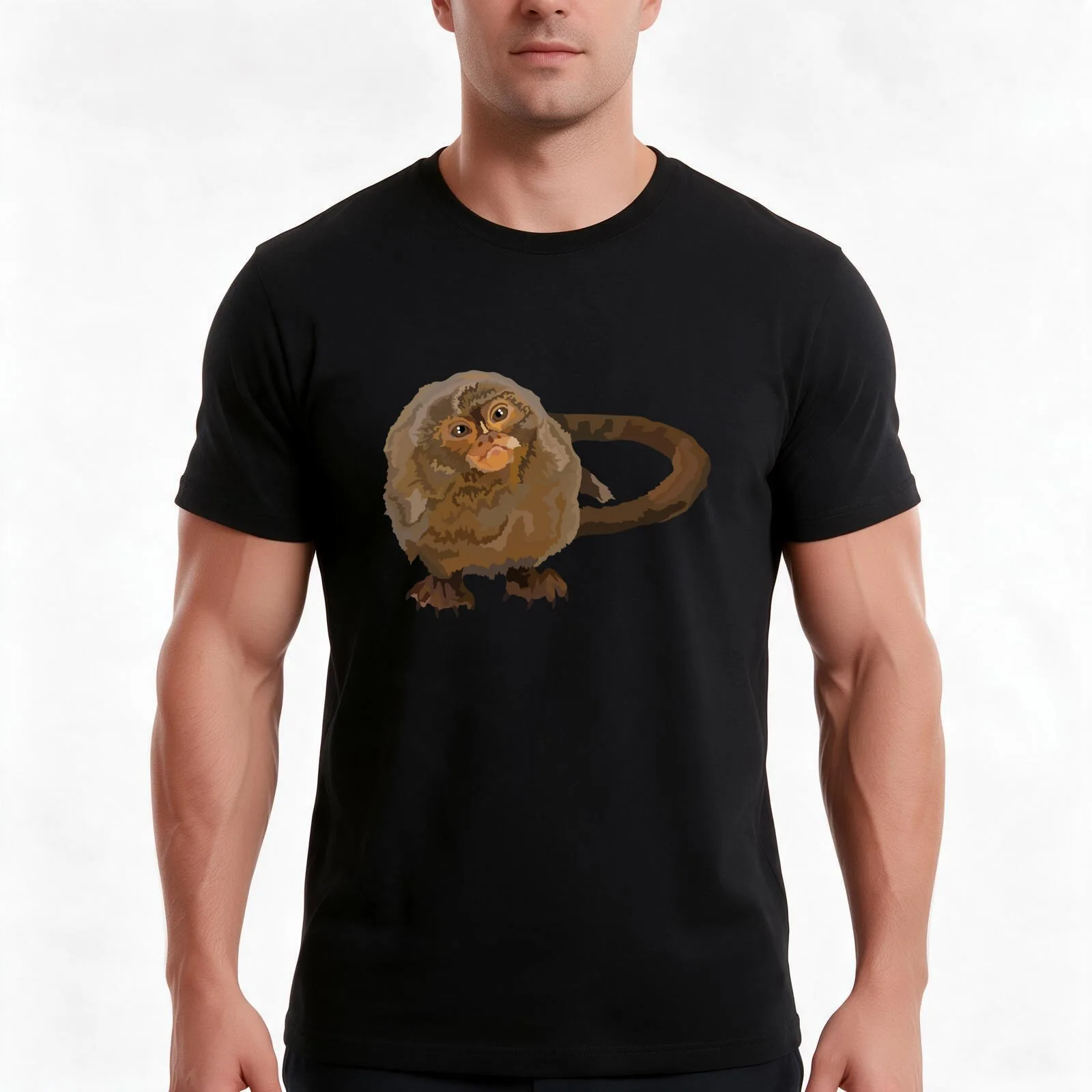 P is for Pygmy Marmoset T-Shirt, Summer Casual Cotton Tee, Oversized Streetwear Tops, Vintage Graphic Print, Unisex Men Women