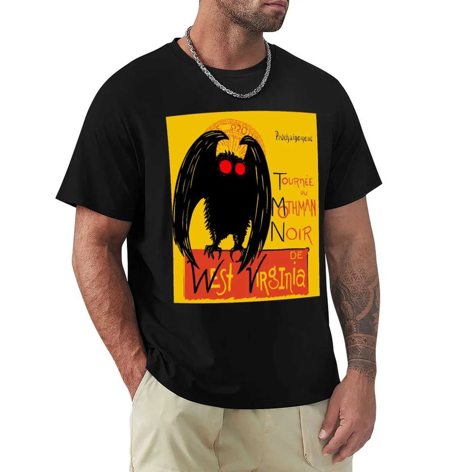 Mothman Noir Mashup T-Shirt Basic Casual Short Sleeve Cotton Shirt