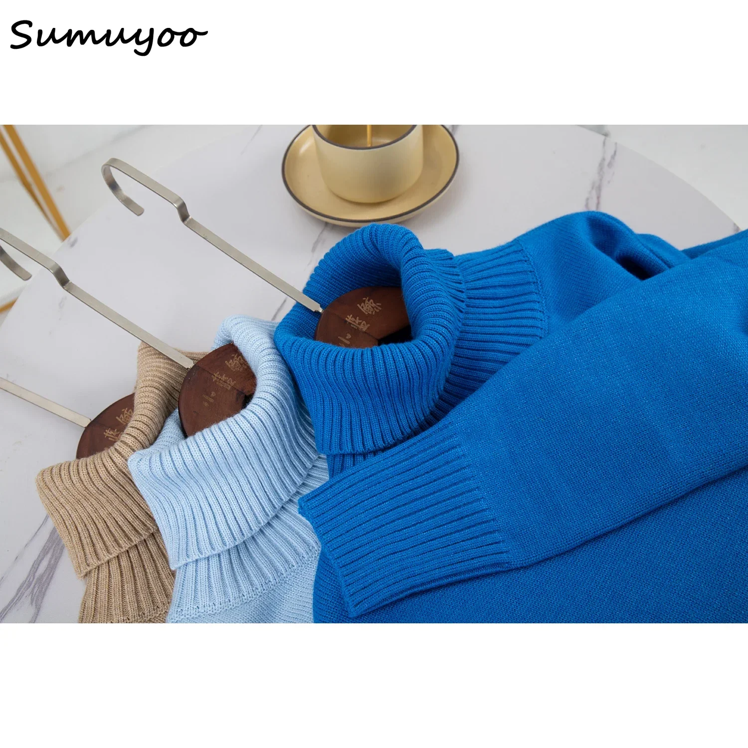 Sumuyoo Women Turtleneck Sweater CHIC Autumn Winter Thick Warm Pullover Top Oversized Casual Loose Knitted Jumper Female Pull