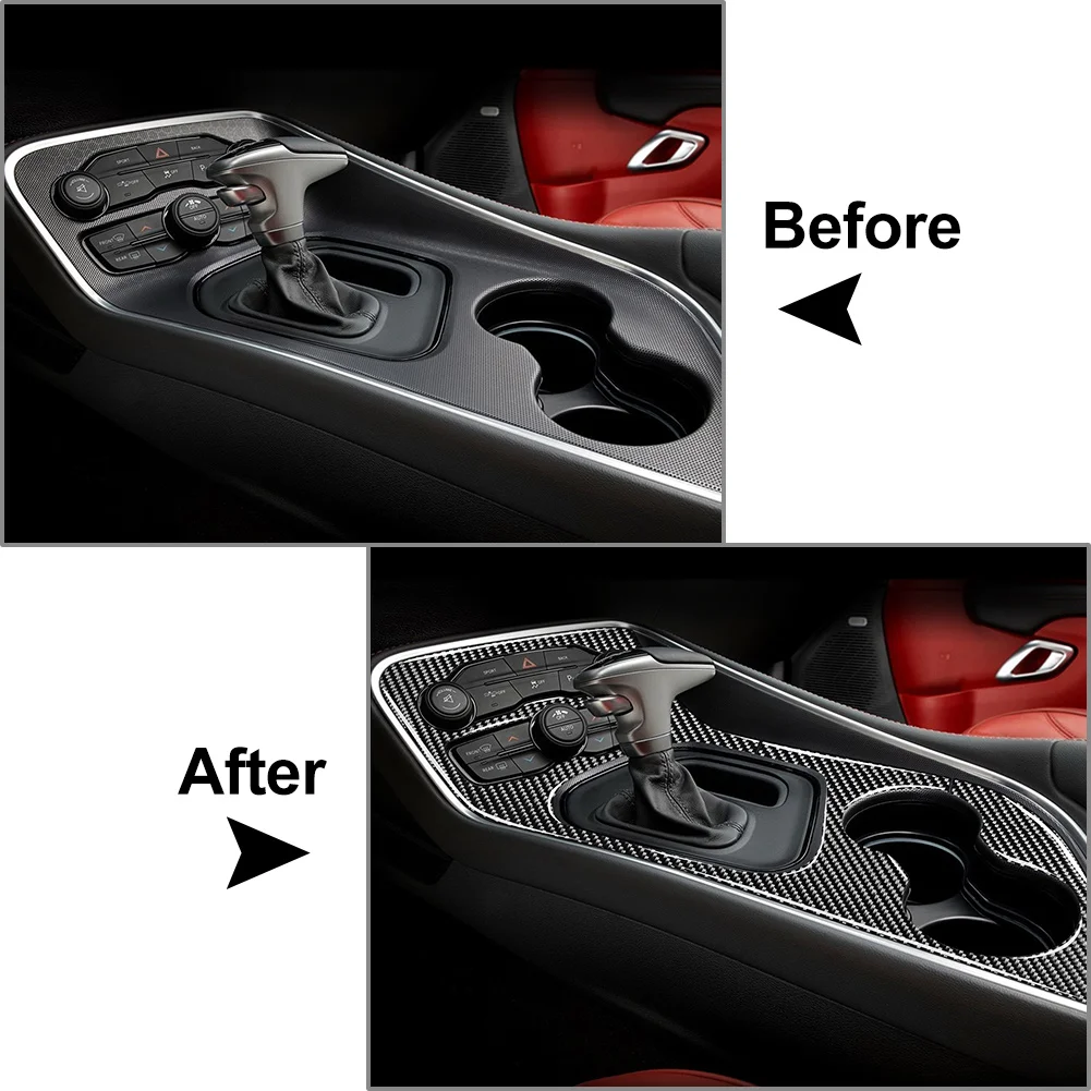 Left Interior Accessories Panel Frame Gear Shift Panel Cover 1Pc For Dodge Challenger 15-2024 Carbon Epoxy Coating Soft Black