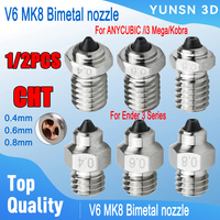 V6 MK8 Nozzle CHT Bimetal Three Hole Hardened Steel High Flow Hotend Nozzle for Ender 3 Series/ANYCUBIC I3 Mega Kobra 3D Printer