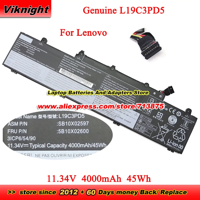 Genuine L19C3PD5 Battery SB10X02597 for Lenovo ThinkPad E15 E14 Gen 2 Series L19D3PD5 L19L3PD5 L19M3PD5 11.34V 4000mAh 45Wh