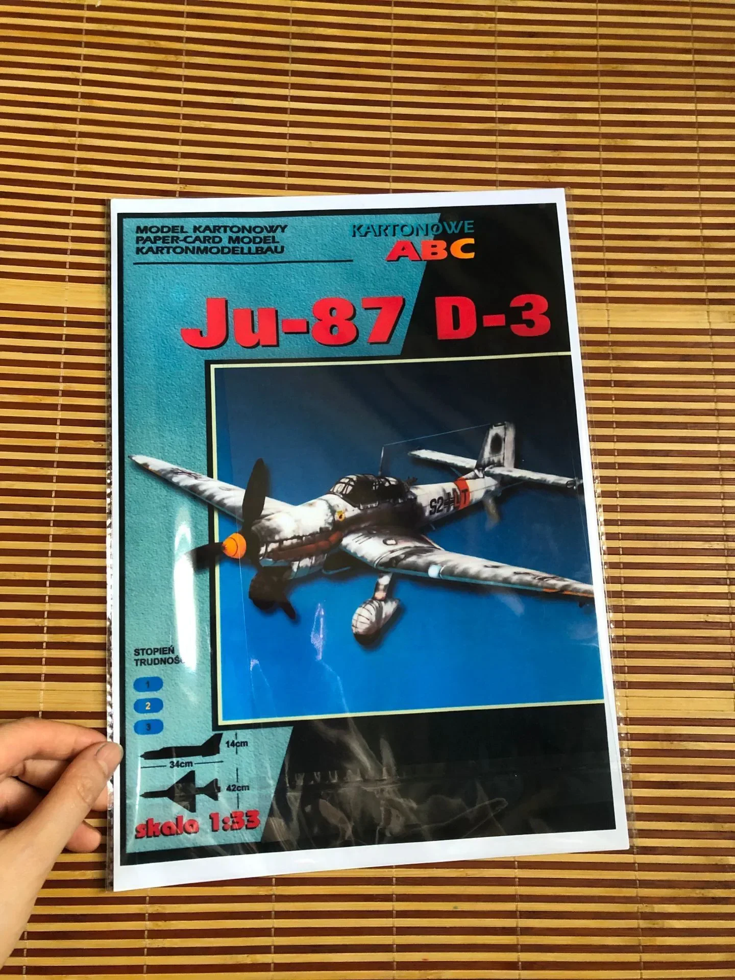 1:33 German Ju-87 D-3 Stuka Dive Bomber DIY 3D Paper Card Model Building Military Model Construction Children Educational Toys