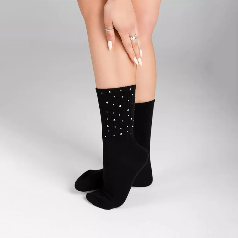 1/2/4Pairs Bright Diamond Tide Socks Hot Diamond Luxury Rhinestone Medium Tube Women's Socks Four Seasons Fashion Cotton Hosiery image 5