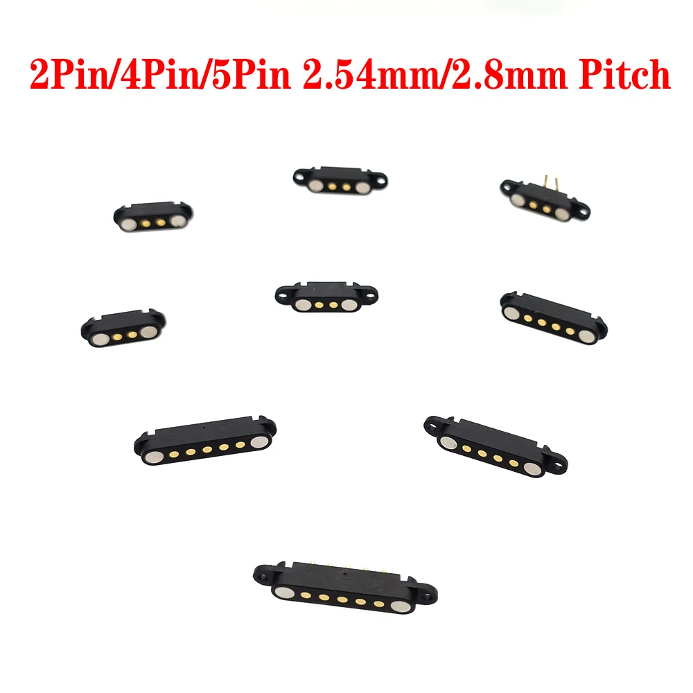 2Pin 4Pin 5Pin Pogopin Female Magnetic Pogo Pin Connector 2.54mm 2.8mm Spring Loaded DC Magnet Connector Power Socket
