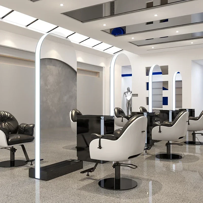 Single-Sided Barber Shop Dressing Table Acrylic Edge Stainless Steel Base for Hair  Cosmetic Mirror